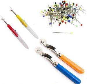 Crafts Haveli 3 Items Combo : 2 Seam Ripper, 2 Tracing Wheel & Round Head Pin Sewing Kit