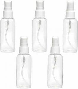 CHUKEE Spray Empty Bottle for Home Office 100ml (Transparent) - ( Set of 5) 100 ml Spray Bottle (Pack of 5, White, Plastic)