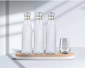 OCOM Clear Water Bottle for Fridge, for Home Office Gym School Boy, Unbreakable 1000 ml Bottle (Pack of 3, White, Plastic)