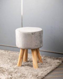 MARKET 99 Wood Stool for Sitting Home Living Room Indoor Outdoor Furniture Stool (Grey, Pre-assembled)