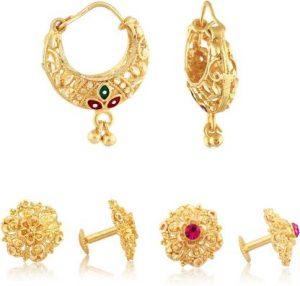 Sizzling Charming Alloy Stud &Chandbali Earring Combo set For Women&Girls Alloy, Brass Stud Earring, Chandbali Earring