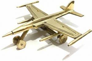 ZTC Handcrafted Brass Vintage Aeroplane Model Antique showpiece for Home and Office Decor Decorative Showpiece - 7 cm (Brass, Gold)