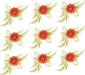Adhvik (Pack of 9 Pcs) Red and Golden Artificial Flowers For Birthday Party Craft Decor