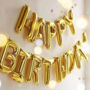 ENDECOR Solid Solid Happy Birthday Decoration Foil Balloon For Birthday Party- Golden Letter Balloon Letter Balloon (Gold, Pack of 13)
