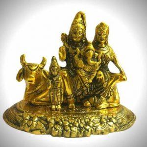 Skyble Murti Idol Sitting Aluminum Showpiece Decorative Showpiece - 13 cm (Metal, Gold)
