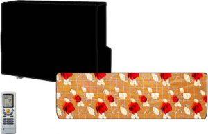 KVAR Air Conditioner Cover (Width: 36 cm, Red, Cream)