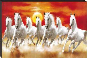 WALLMAX 7 Horse Vastu UV Textured Home Decorative Digital Reprint 12 inch x 18 inch Painting (Without Frame)