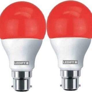 LEDIFY 9 W Round B22 LED Bulb (Red, Pack of 2)