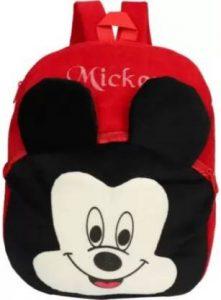SMTS Red Mickey Velvet Soft Plus Kids School Bag School Bag (Red, 14 inch)