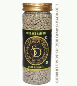 SD WHITE PEPPER / SAFED MIRCH 200 Grams (Pack of 1) (200 g)