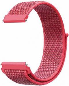 AOnes 22mm Nylon Watch Strap Soft Loop Compatible for Samsung Galaxy Gear2 Neo Sm-R381 Smart Watch Strap (Red)