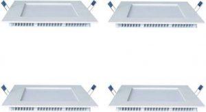 Brightline 3 Watt Ultra Slim White Led Super Bright Panel Light Square Shape Conceal POP Light (Pack of 04) Recessed Ceiling Lamp (White)