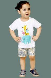 The Panda Ant Baby Boys & Baby Girls Casual T-shirt Shorts (White)