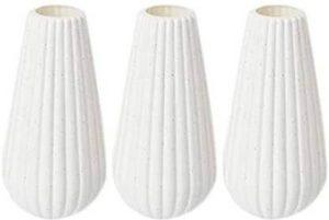 GOLDEN SPIRAL Flower Pot For Home And Decoration Plastic Vase (7.7 inch, White)