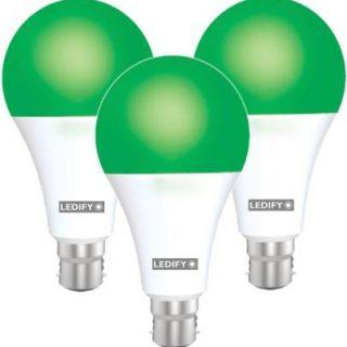 LEDIFY 9 W Round B22 LED Bulb (Green, Pack of 3)