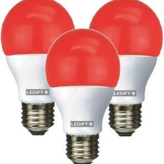 LEDIFY 9 W Round E27 LED Bulb (Red, Pack of 3)