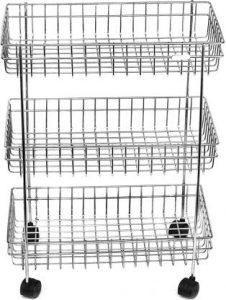 Vastarpara Stainless Steel 3 Layer Fruits & Vegetable Trolley Stainless Steel Kitchen Trolley Stainless Steel Kitchen Trolley (Pre-assembled)