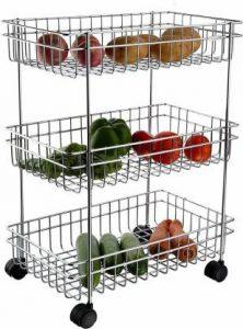 AXUNE Axune 3 Layer Stand for Kitchen Fruit Vegetable Stand Storage Trolley Stainless Steel Kitchen Trolley (Pre-assembled) Stainless Steel Kitchen Trolley (Pre-assembled)