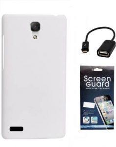Coverage Back Cover , Screen Protector & OTG Cable for Meizu M2 Note Accessory Combo (White)
