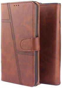RAWAT Flip Cover for Oneplus 9RT 5G Flip Cover (Brown, Dual Protection)