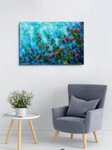 999Store Abstract Flower Canvas Wall Painting Canvas 24 inch x 36 inch Painting (With Frame)