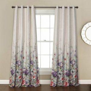 V23 214 cm (7 ft) Polyester Door Curtain (Pack Of 2) (Floral, White)
