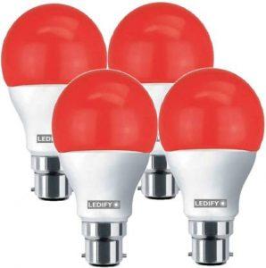 LEDIFY 9 W Round B22 LED Bulb (Red, Pack of 4)