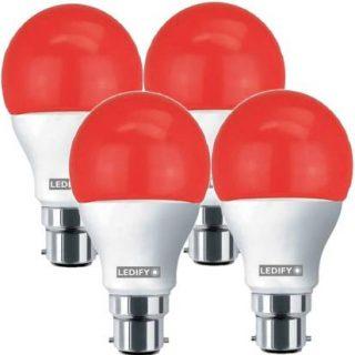 LEDIFY 9 W Round B22 LED Bulb (Red, Pack of 4)