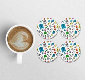 BUNNY GIFT Round Wood Coaster Set (Pack of 4)