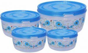nisha enterprise 4PCS SET DABBA - 3000 ml Plastic Utility Container (Pack of 3, Multicolor)