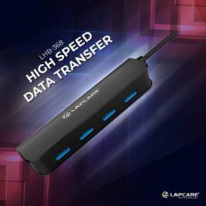 LAPCARE LRBUPH7128 4 High Speed Multi Port USB 3.0 Hub with 30cm Cable USB Cable (Black)