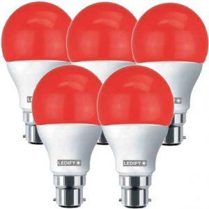 LEDIFY 9 W Round B22 LED Bulb (Red, Pack of 5)