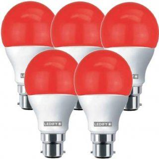 LEDIFY 9 W Round B22 LED Bulb (Red, Pack of 5)