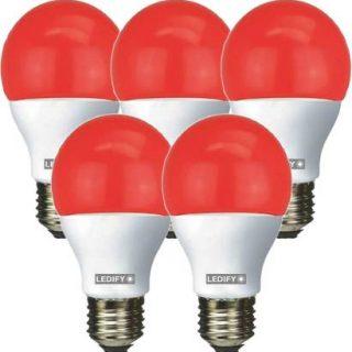 LEDIFY 9 W Round E27 LED Bulb (Red, Pack of 5)