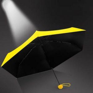 FINCHES 5 Fold Sun And Rain Umbrella For Women With Capsule Cover Umbrella (Yellow)