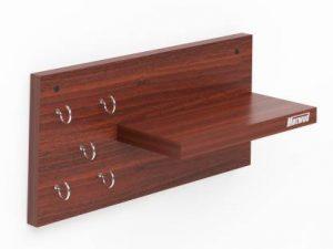 MACWUD Decorative wooden wall key holder Wood Key Holder (5 Hooks, Brown)