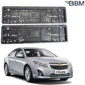 BBM Car Number Plate Plastic Frame Front & Back Side Holder Protector Universal Set of 2 Black Colour Compatible with Chevrolet Cruze Car Number Plate (Plastic 50 cm x 14 cm)