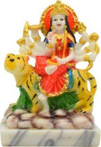 Puja N Pujari Maa Durga Murti Idol for Home Temple - Durga Mata Murti for Home Puja Decorative Showpiece - 12 cm (Polyresin, Multicolor)