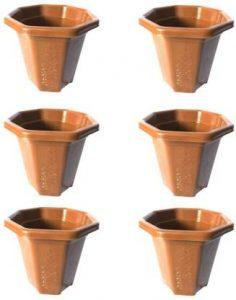 Mahiya fashion Gardening plastic flower and plant Pot set for office, home garden and outdoor Plant Container Set (Pack of 6, Plastic)
