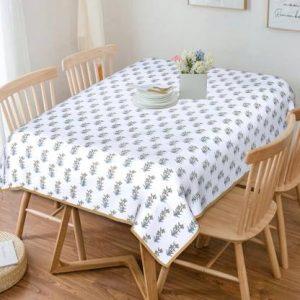INDHOME LIFE Floral 6 Seater Table Cover (Brown, White, Cotton)