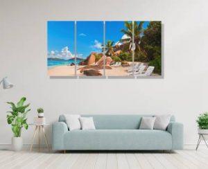 paper pebbles Digital Reprint 30 inch x 60 inch Painting (Without Frame, Pack of 4)