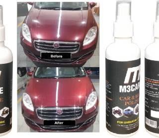 M3CARE Liquid Car Polish for Exterior, Dashboard, Headlight, Leather, Chrome Accent, Bumper, Windscreen, Metal Parts (600 ml, Pack of 3)