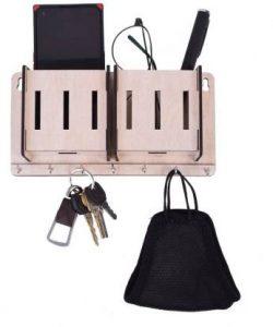 Kruvad wooden key holder for home wall décor with 7 hook esy to hang on wall Wood Key Holder (7 Hooks, White)