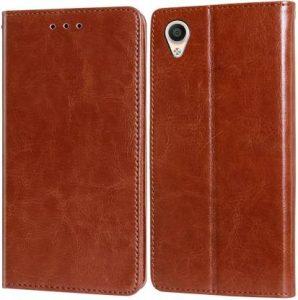 Unistuff Flip Cover for Vivo Y1s (Brown, Dual Protection)