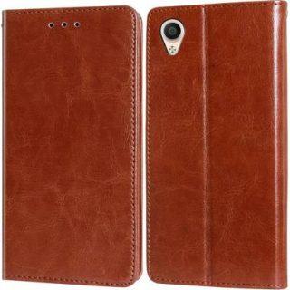 Unistuff Flip Cover for Vivo Y1s (Brown, Dual Protection)
