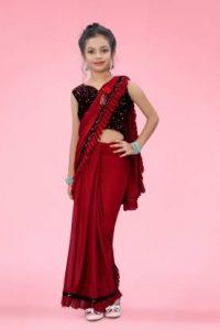 Solid Bollywood Lycra Blend Saree (Maroon)