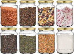 Miniature Mart Cylindric Glass Jar 500 ml 8 Pcs - 500 ml Glass Utility Container (Pack of 8, Clear)