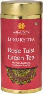 SAHAROGYA Luxury Tea Rose Tulsi Green Tea (80gm) Herbs Herbal Tea Mason Jar (80 g)