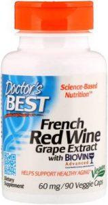 Doctor's Best French Red Wine Grape Extract, 60 mg, 90 Veggie Caps (90 No)