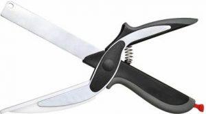 Ameeha Cutter Premium Quality - 2 in 1 Kitchen Knife Scissor with Spring Locking and Cutting Board, Fruit and Vegetable Cutter, Stainless Steel Blade Vegetable & Fruit Slicer (1)